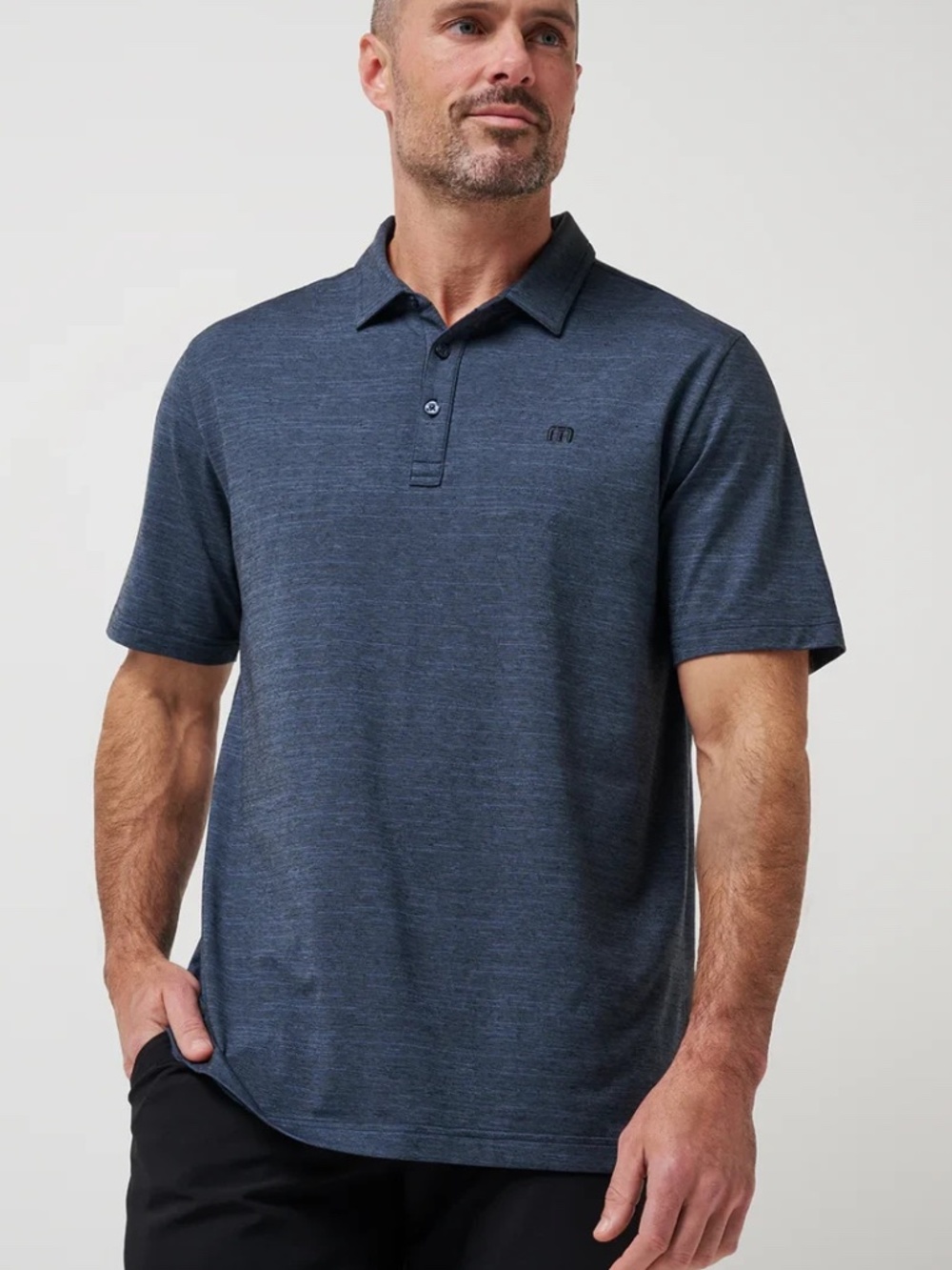 TravisMathew The Heater Polo Shirt Men's M Blue Performance Stretch Golf NWT